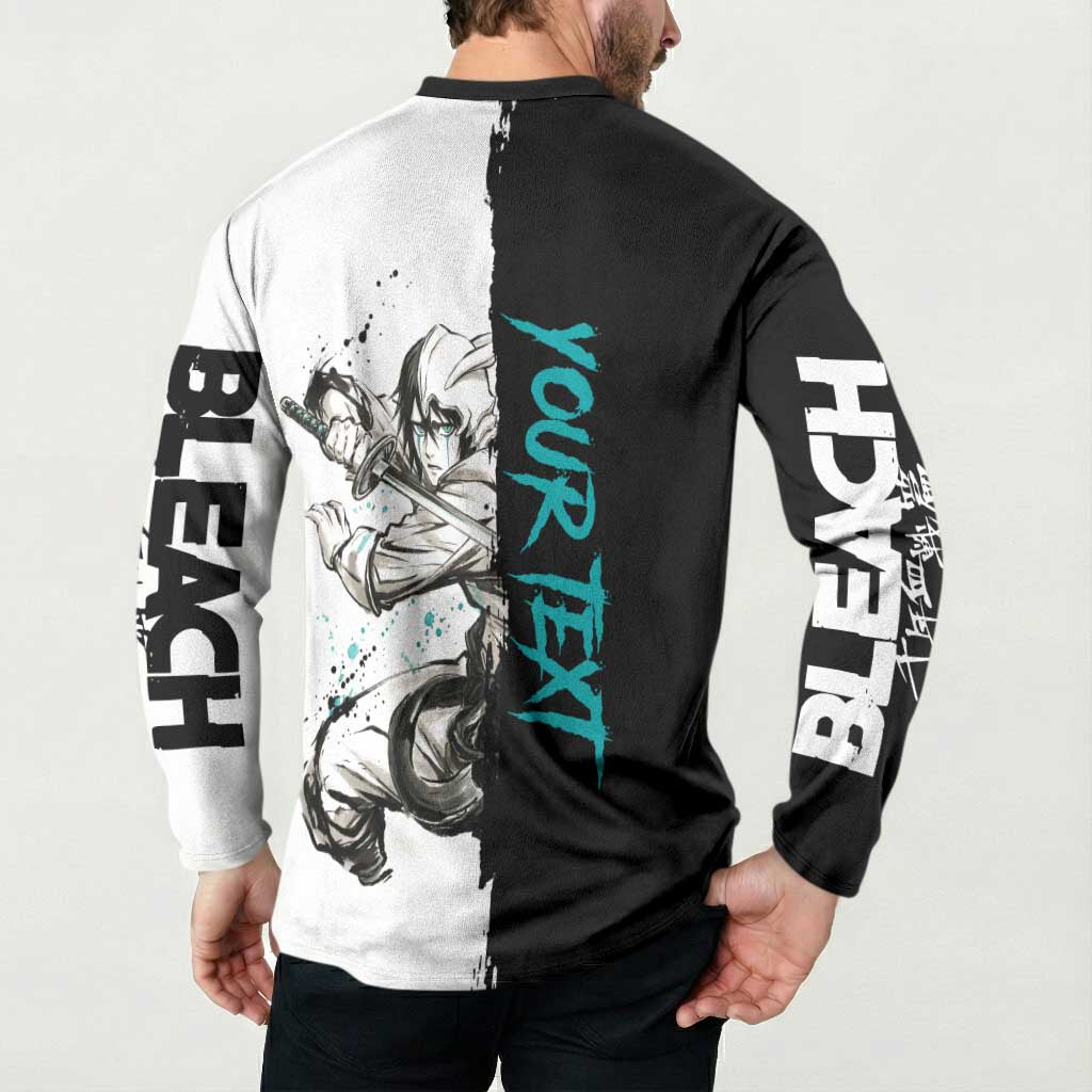 Personalized Ulquiorra Cifer Button Sweatshirt Ink Splash Anime Brush Style