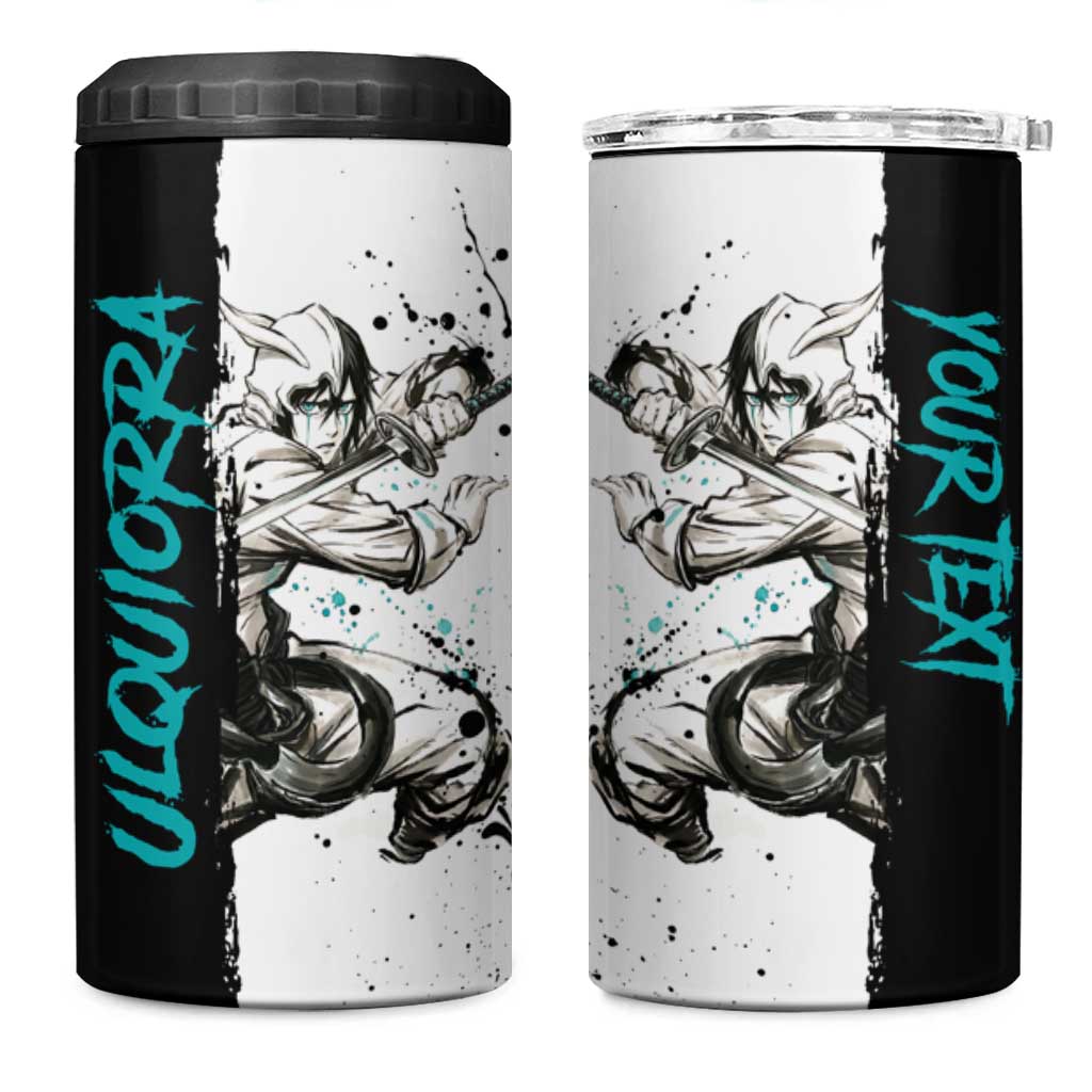 Personalized Ulquiorra Cifer 4 in 1 Can Cooler Tumbler Ink Splash Anime Brush Style