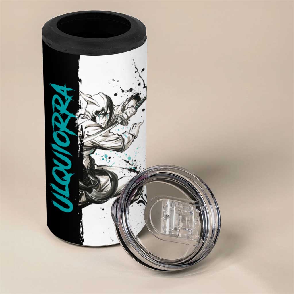 Personalized Ulquiorra Cifer 4 in 1 Can Cooler Tumbler Ink Splash Anime Brush Style