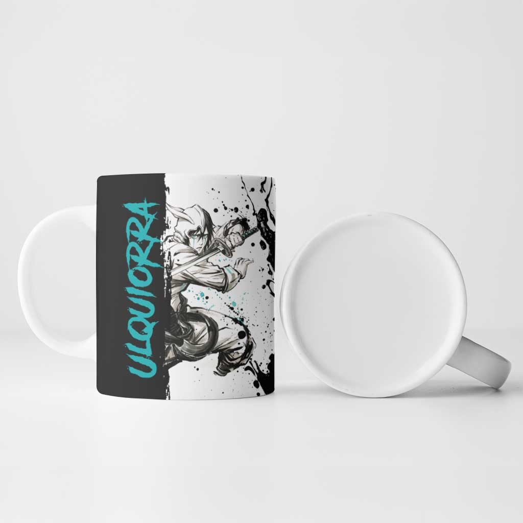 Personalized Ulquiorra Cifer Ceramic Mug Ink Splash Anime Brush Style