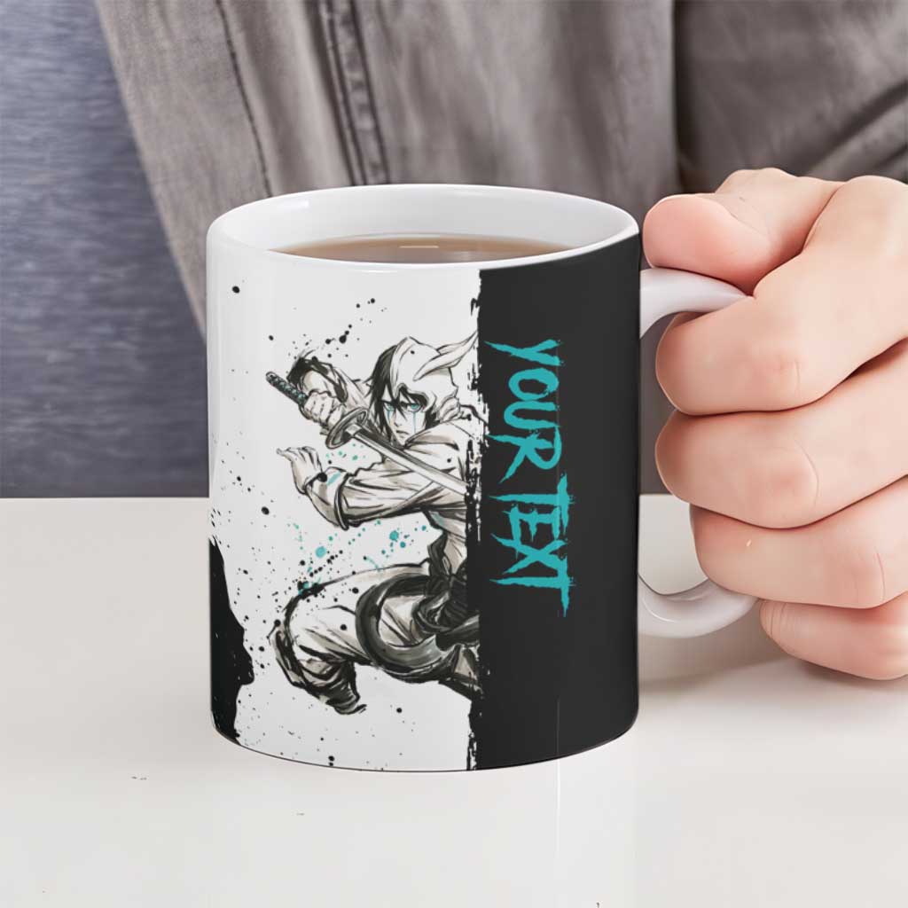Personalized Ulquiorra Cifer Ceramic Mug Ink Splash Anime Brush Style