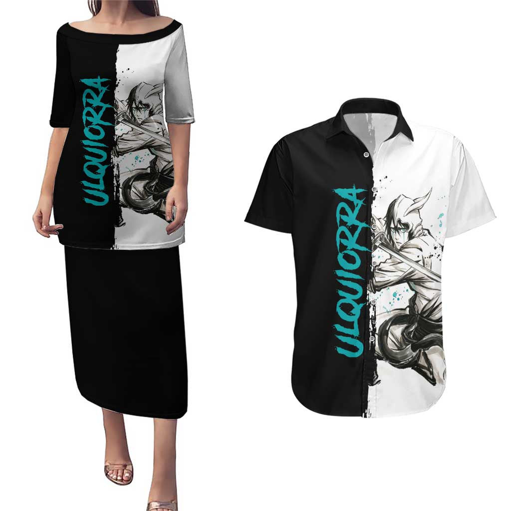 Personalized Ulquiorra Cifer Couples Matching Puletasi and Hawaiian Shirt Ink Splash Anime Brush Style