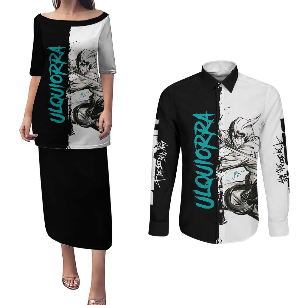 Personalized Ulquiorra Cifer Couples Matching Puletasi and Long Sleeve Button Shirt Ink Splash Anime Brush Style