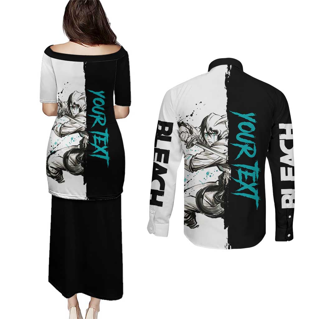 Personalized Ulquiorra Cifer Couples Matching Puletasi and Long Sleeve Button Shirt Ink Splash Anime Brush Style