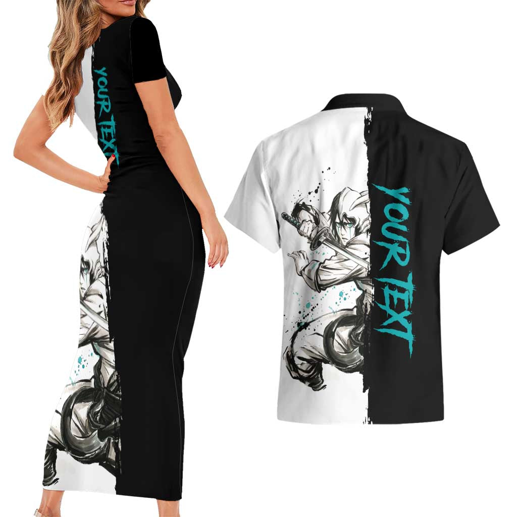 Personalized Ulquiorra Cifer Couples Matching Short Sleeve Bodycon Dress and Hawaiian Shirt Ink Splash Anime Brush Style