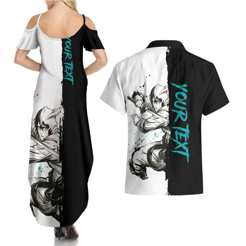 Personalized Ulquiorra Cifer Couples Matching Summer Maxi Dress and Hawaiian Shirt Ink Splash Anime Brush Style
