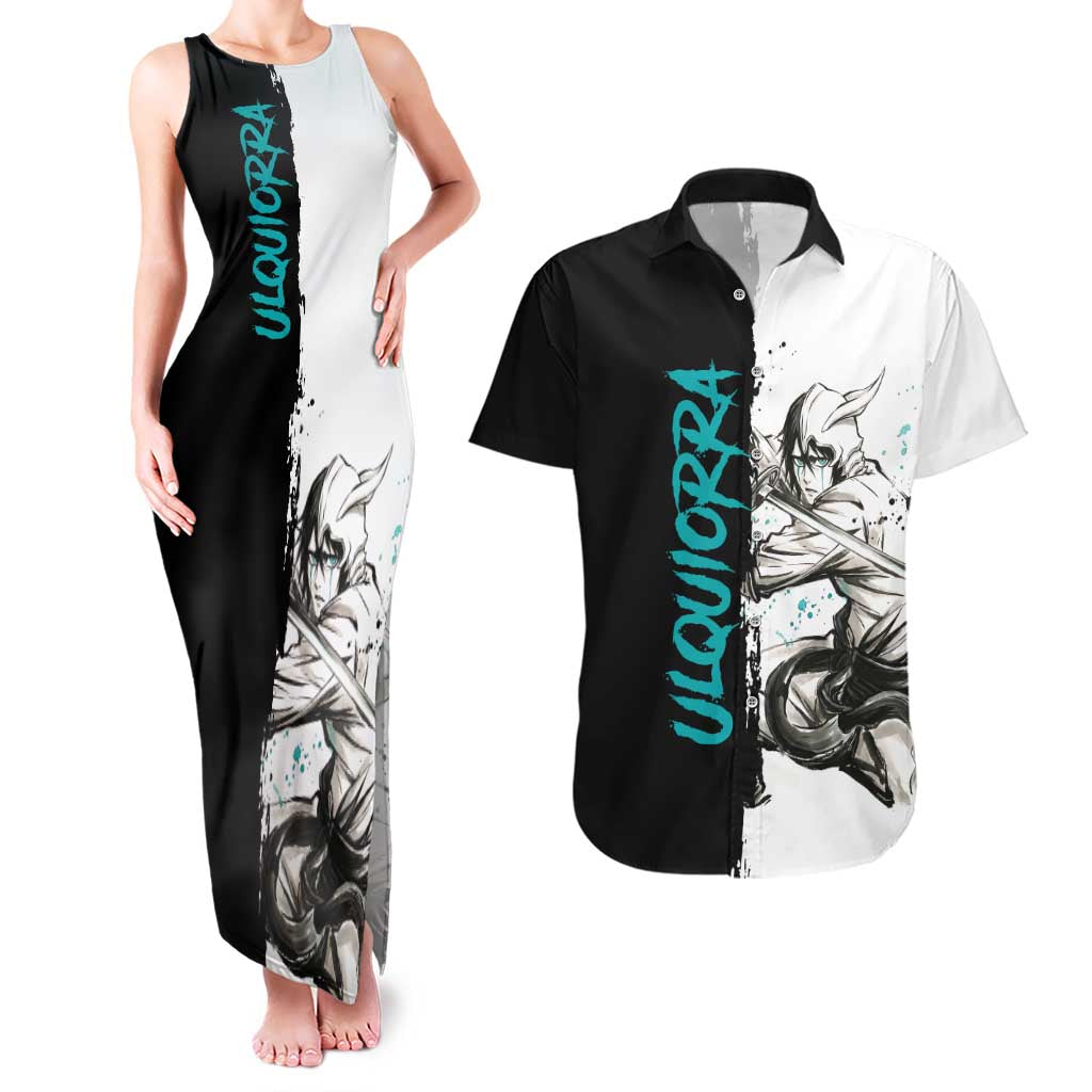 Personalized Ulquiorra Cifer Couples Matching Tank Maxi Dress and Hawaiian Shirt Ink Splash Anime Brush Style