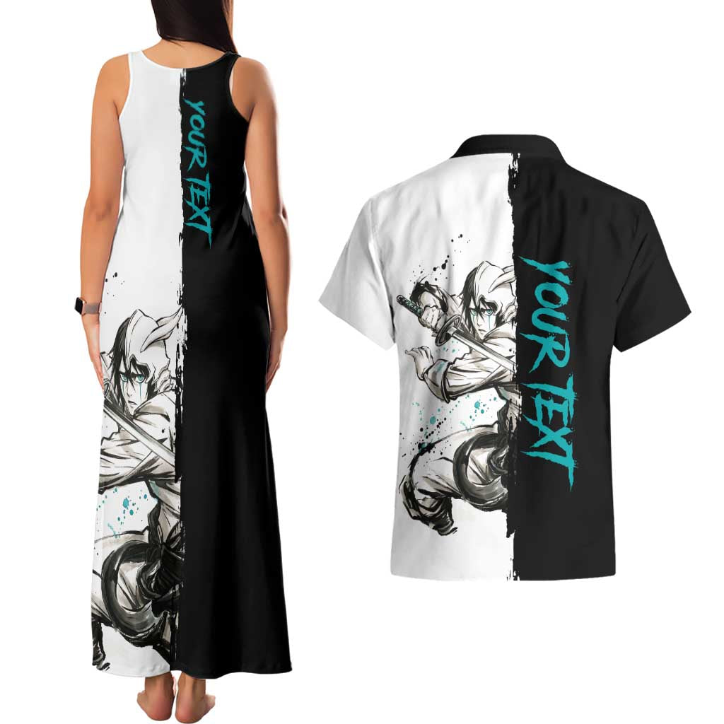 Personalized Ulquiorra Cifer Couples Matching Tank Maxi Dress and Hawaiian Shirt Ink Splash Anime Brush Style