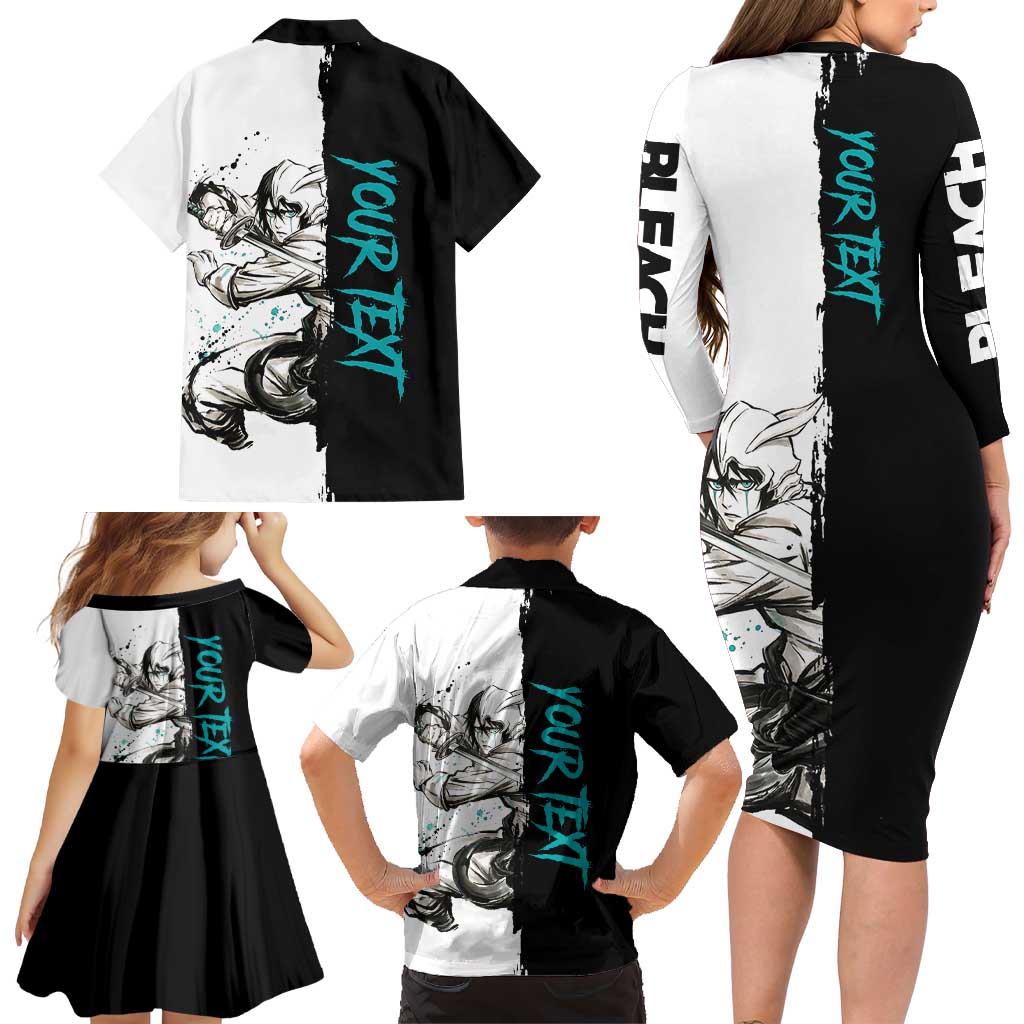 Personalized Ulquiorra Cifer Family Matching Long Sleeve Bodycon Dress and Hawaiian Shirt Ink Splash Anime Brush Style