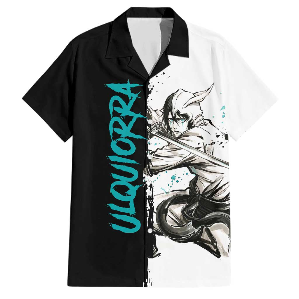 Personalized Ulquiorra Cifer Family Matching Off The Shoulder Long Sleeve Dress and Hawaiian Shirt Ink Splash Anime Brush Style