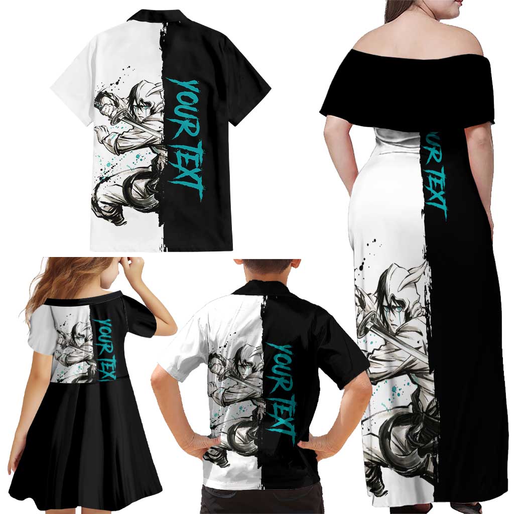Personalized Ulquiorra Cifer Family Matching Off Shoulder Maxi Dress and Hawaiian Shirt Ink Splash Anime Brush Style
