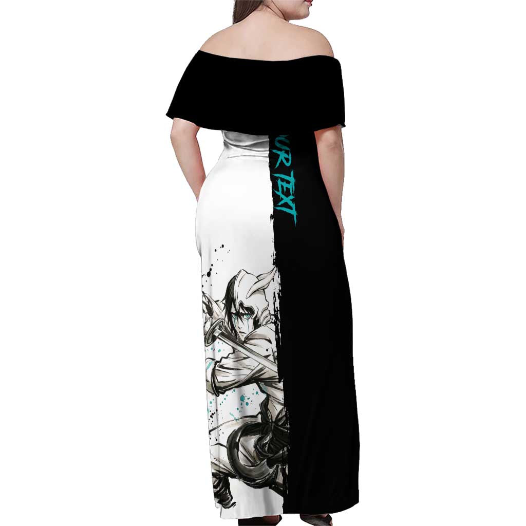 Personalized Ulquiorra Cifer Family Matching Off Shoulder Maxi Dress and Hawaiian Shirt Ink Splash Anime Brush Style