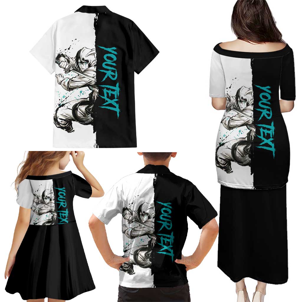 Personalized Ulquiorra Cifer Family Matching Puletasi and Hawaiian Shirt Ink Splash Anime Brush Style
