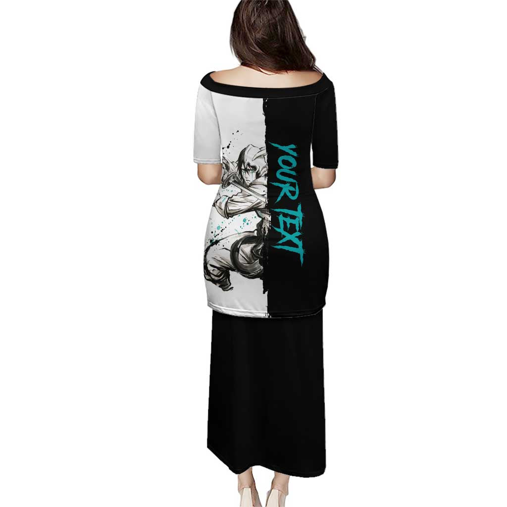 Personalized Ulquiorra Cifer Family Matching Puletasi and Hawaiian Shirt Ink Splash Anime Brush Style