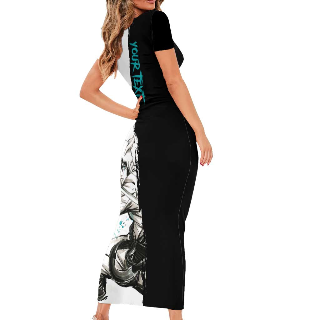 Personalized Ulquiorra Cifer Family Matching Short Sleeve Bodycon Dress and Hawaiian Shirt Ink Splash Anime Brush Style