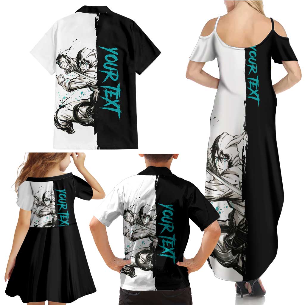 Personalized Ulquiorra Cifer Family Matching Summer Maxi Dress and Hawaiian Shirt Ink Splash Anime Brush Style
