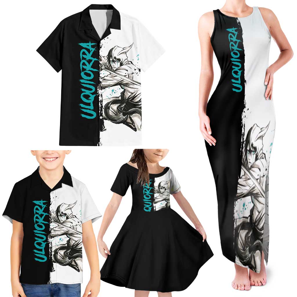 Personalized Ulquiorra Cifer Family Matching Tank Maxi Dress and Hawaiian Shirt Ink Splash Anime Brush Style