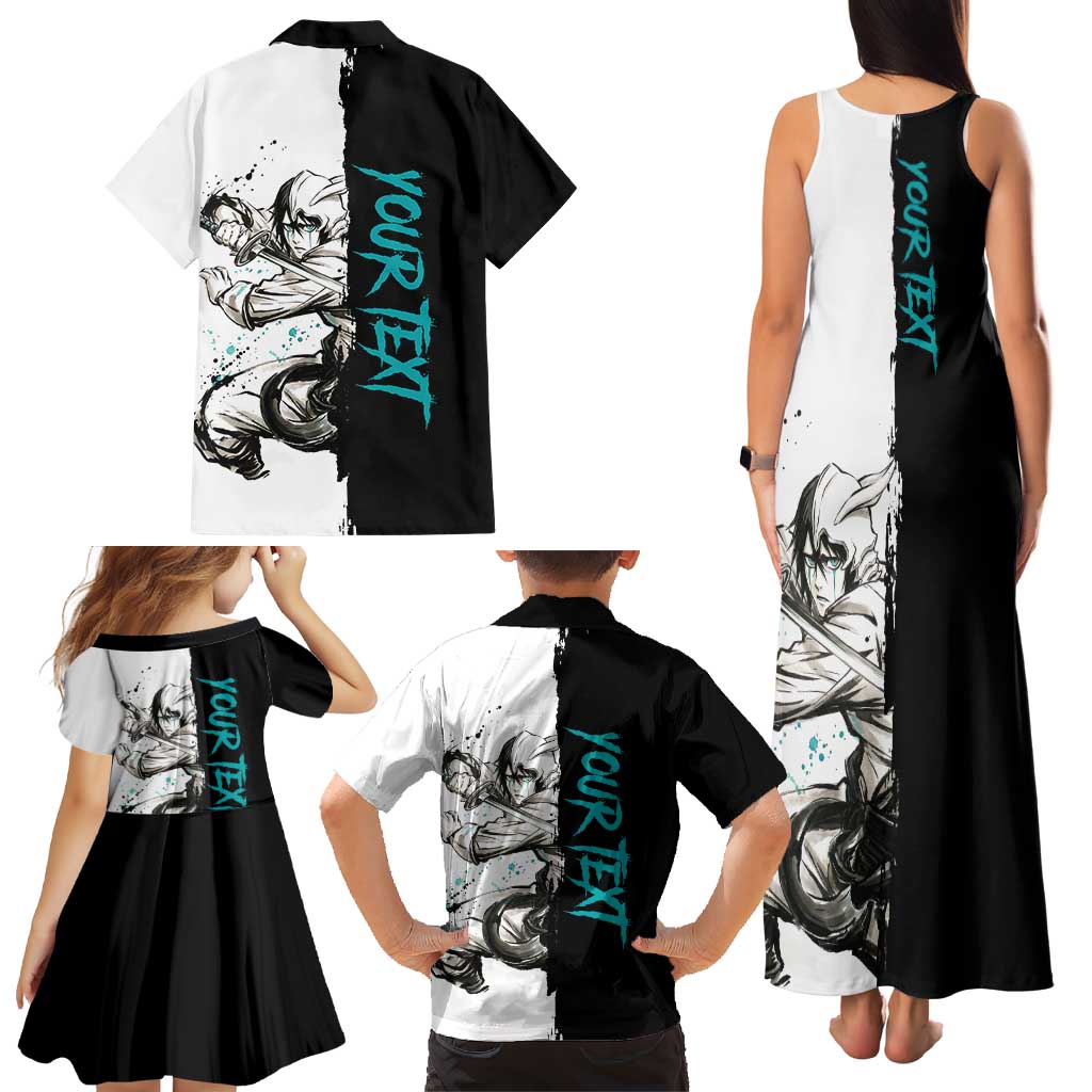 Personalized Ulquiorra Cifer Family Matching Tank Maxi Dress and Hawaiian Shirt Ink Splash Anime Brush Style
