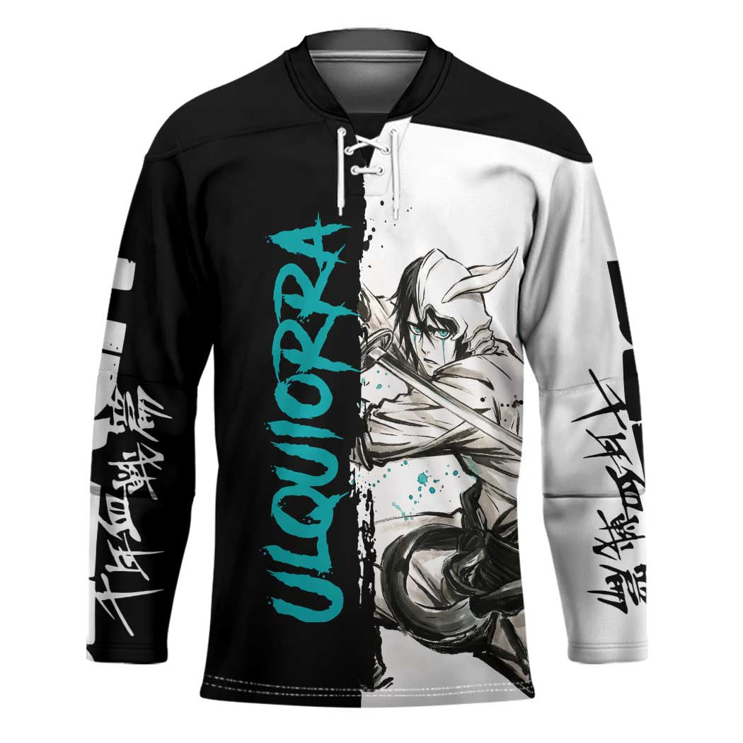 Personalized Ulquiorra Cifer Hockey Jersey Ink Splash Anime Brush Style