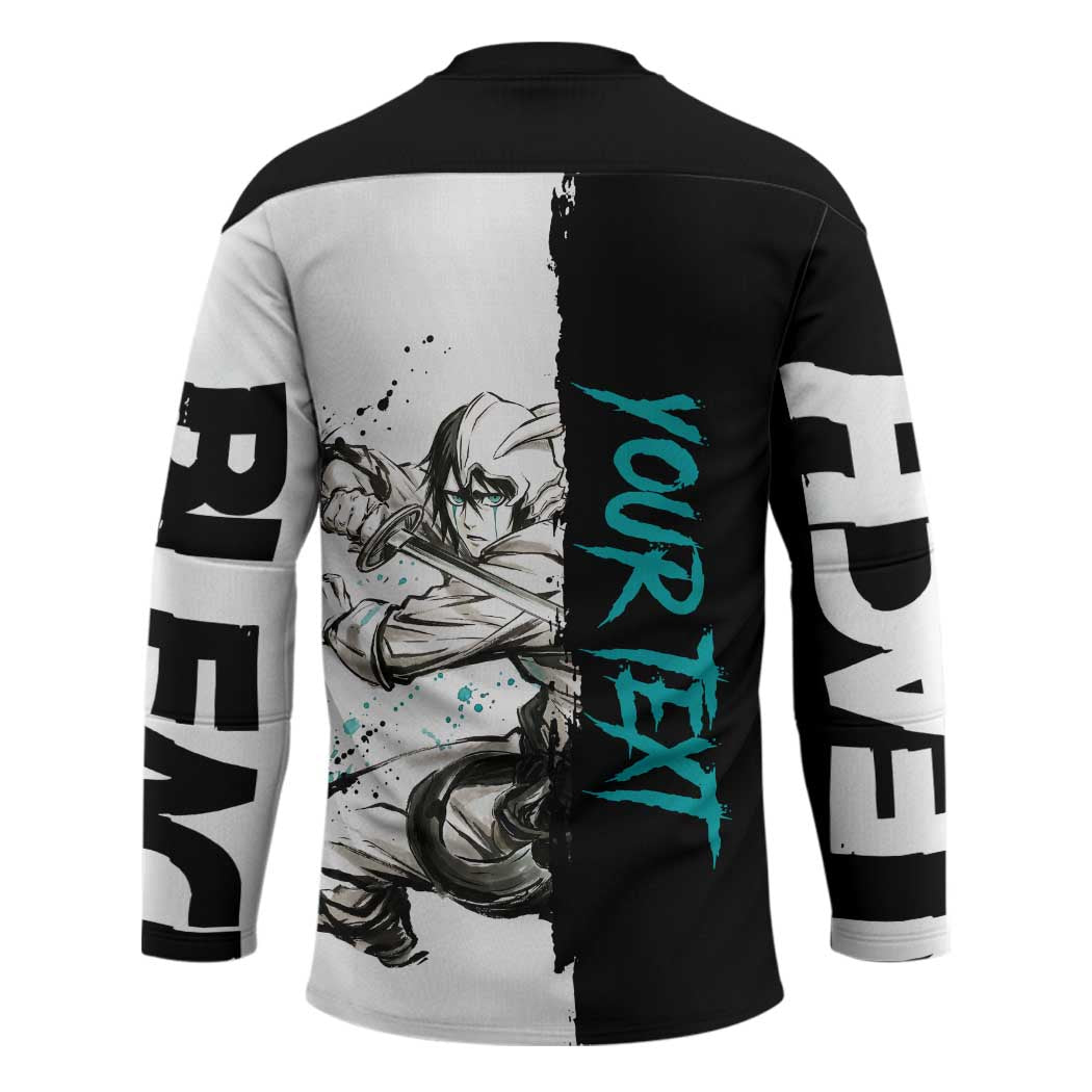 Personalized Ulquiorra Cifer Hockey Jersey Ink Splash Anime Brush Style