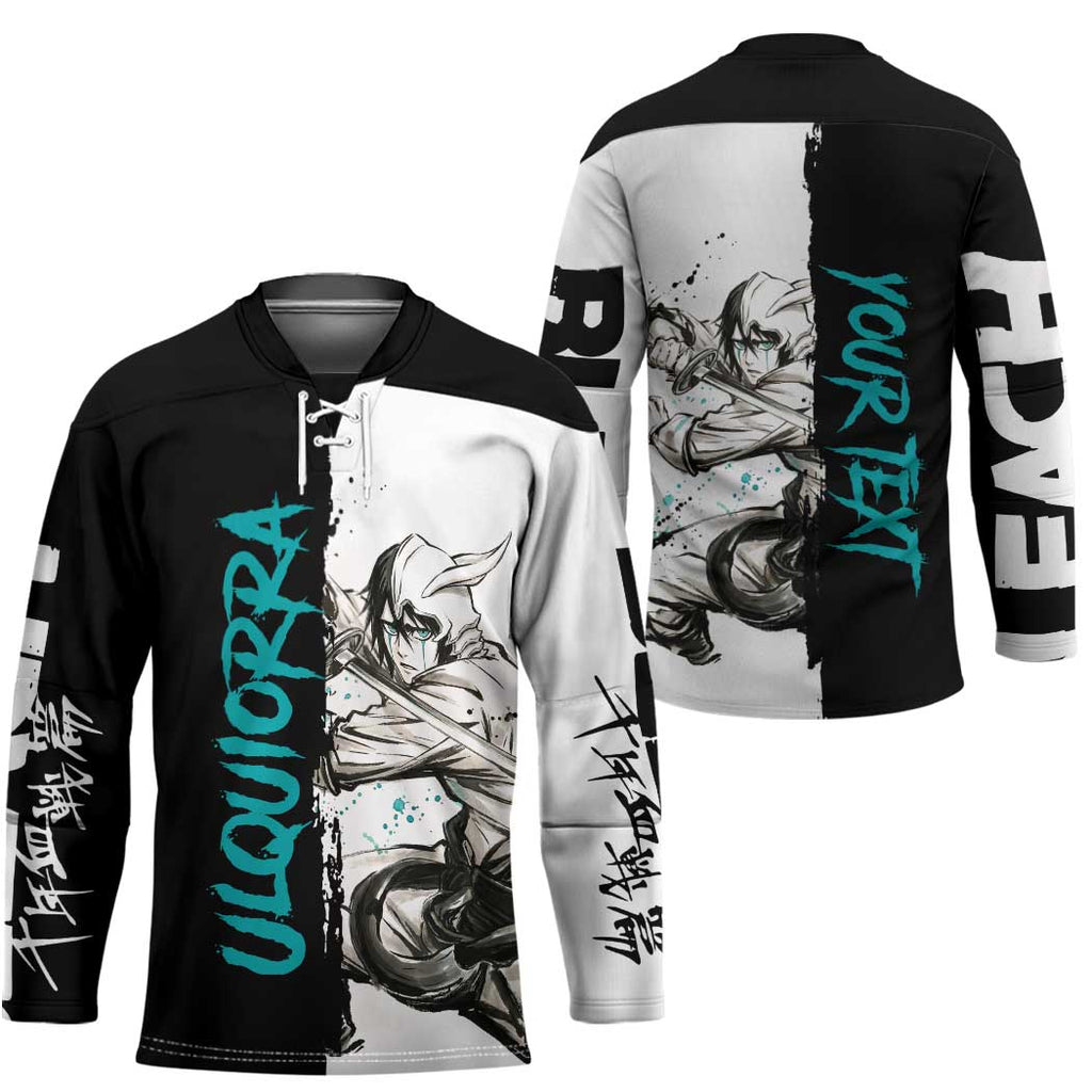 Personalized Ulquiorra Cifer Hockey Jersey Ink Splash Anime Brush Style