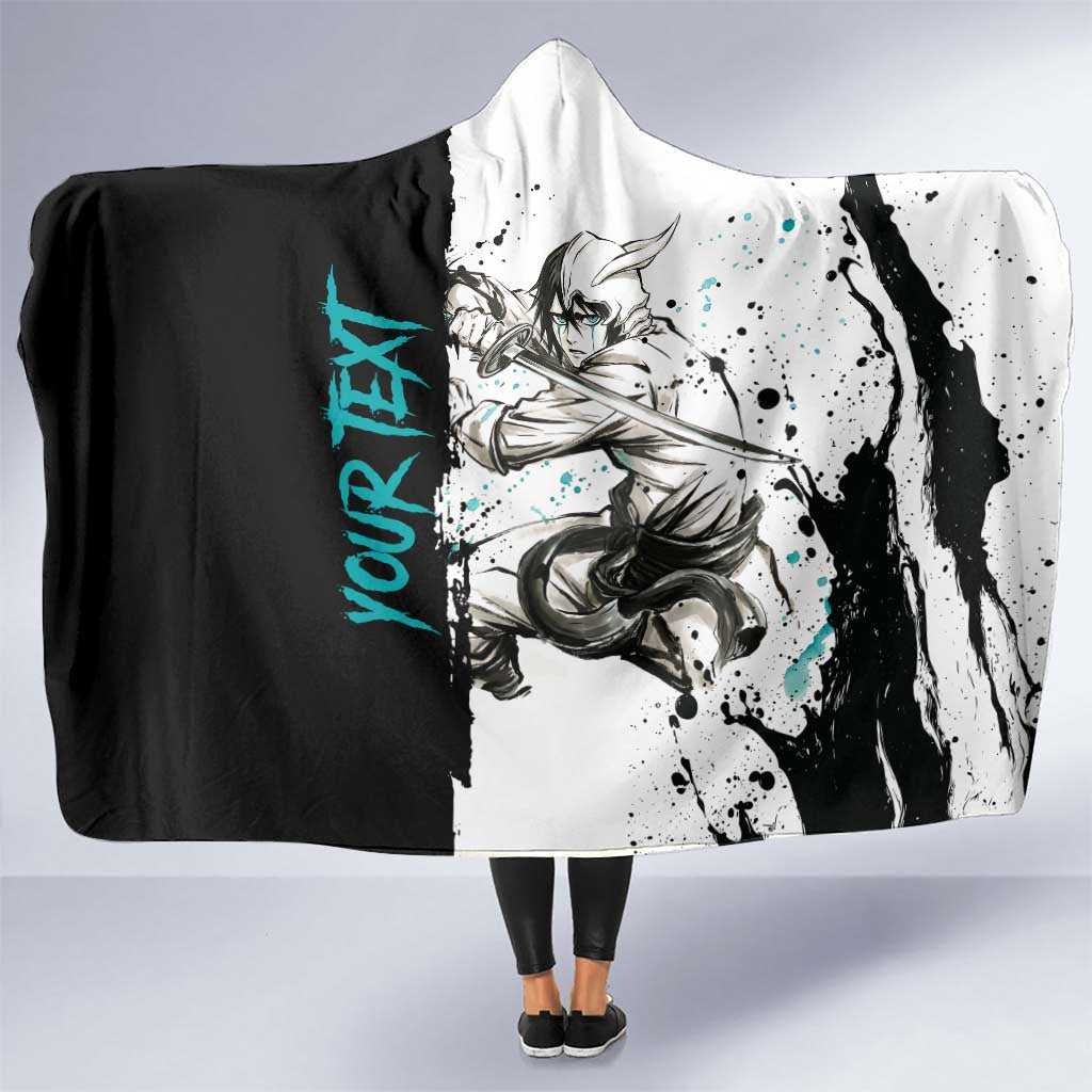 Personalized Ulquiorra Cifer Hooded Blanket Ink Splash Anime Brush Style