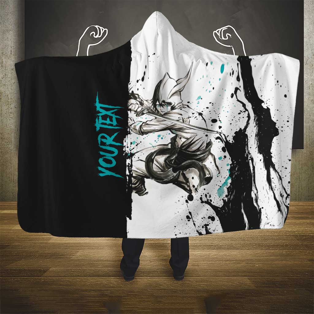 Personalized Ulquiorra Cifer Hooded Blanket Ink Splash Anime Brush Style