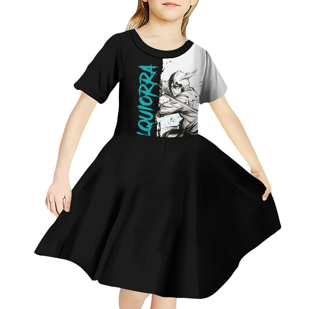 Personalized Ulquiorra Cifer Kid Short Sleeve Dress Ink Splash Anime Brush Style