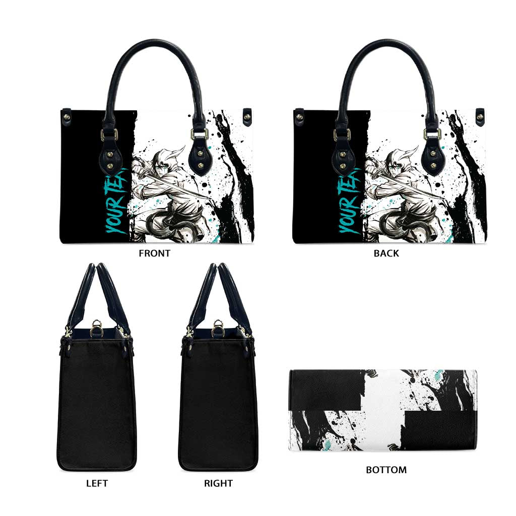 Personalized Ulquiorra Cifer Leather Bag Ink Splash Anime Brush Style