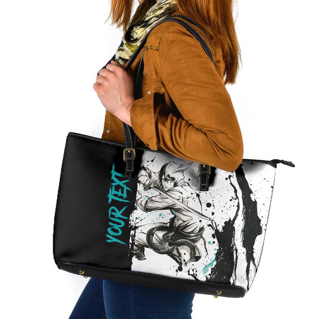 Personalized Ulquiorra Cifer Leather Tote Bag Ink Splash Anime Brush Style