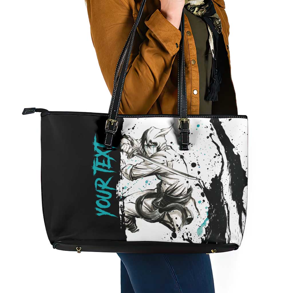 Personalized Ulquiorra Cifer Leather Tote Bag Ink Splash Anime Brush Style