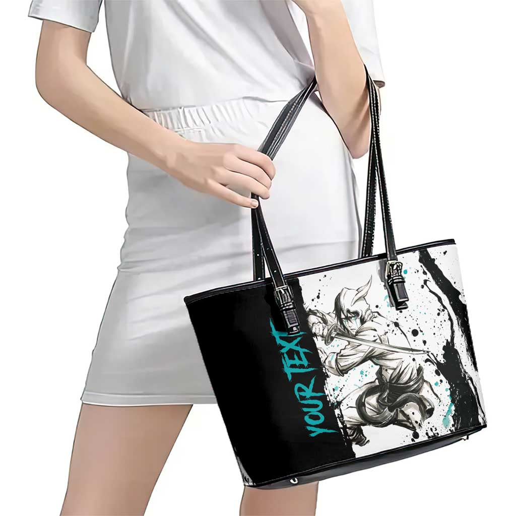 Personalized Ulquiorra Cifer Leather Tote Bag Ink Splash Anime Brush Style