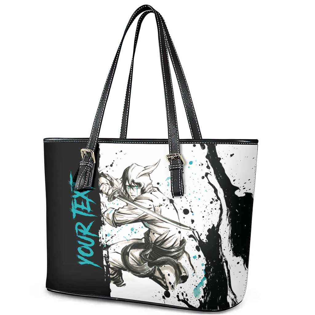 Personalized Ulquiorra Cifer Leather Tote Bag Ink Splash Anime Brush Style