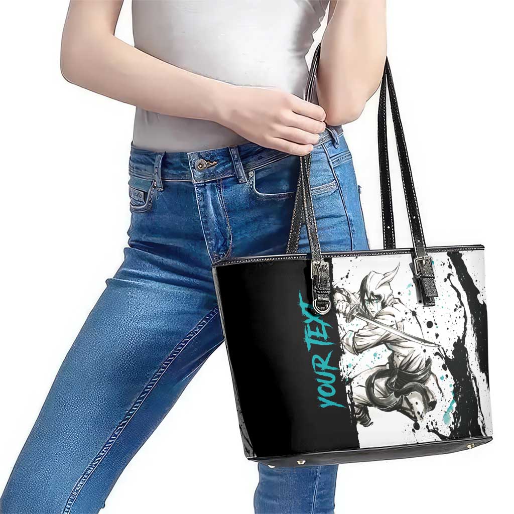 Personalized Ulquiorra Cifer Leather Tote Bag Ink Splash Anime Brush Style