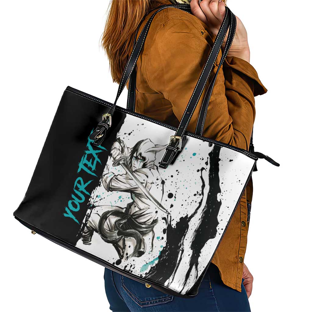 Personalized Ulquiorra Cifer Leather Tote Bag Ink Splash Anime Brush Style