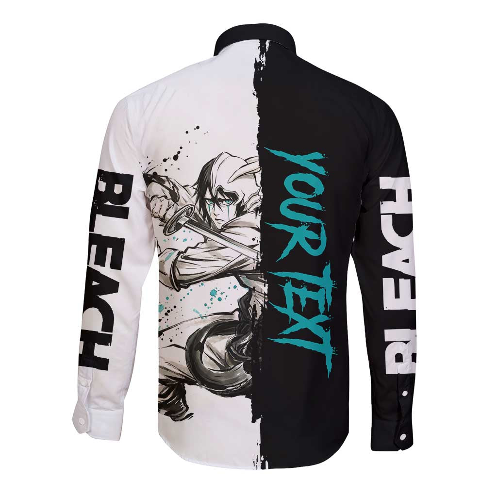 Personalized Ulquiorra Cifer Long Sleeve Button Shirt Ink Splash Anime Brush Style