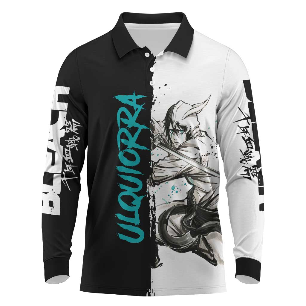Personalized Ulquiorra Cifer Long Sleeve Polo Shirt Ink Splash Anime Brush Style