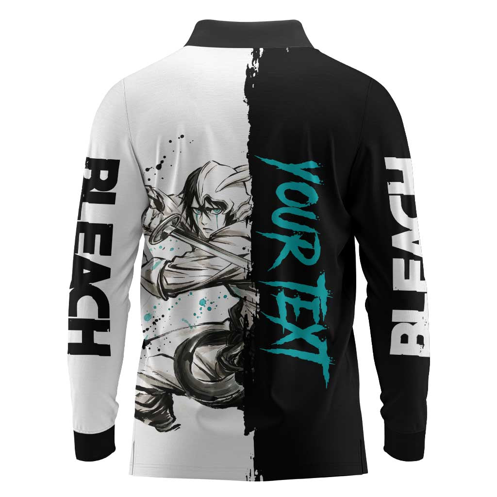 Personalized Ulquiorra Cifer Long Sleeve Polo Shirt Ink Splash Anime Brush Style