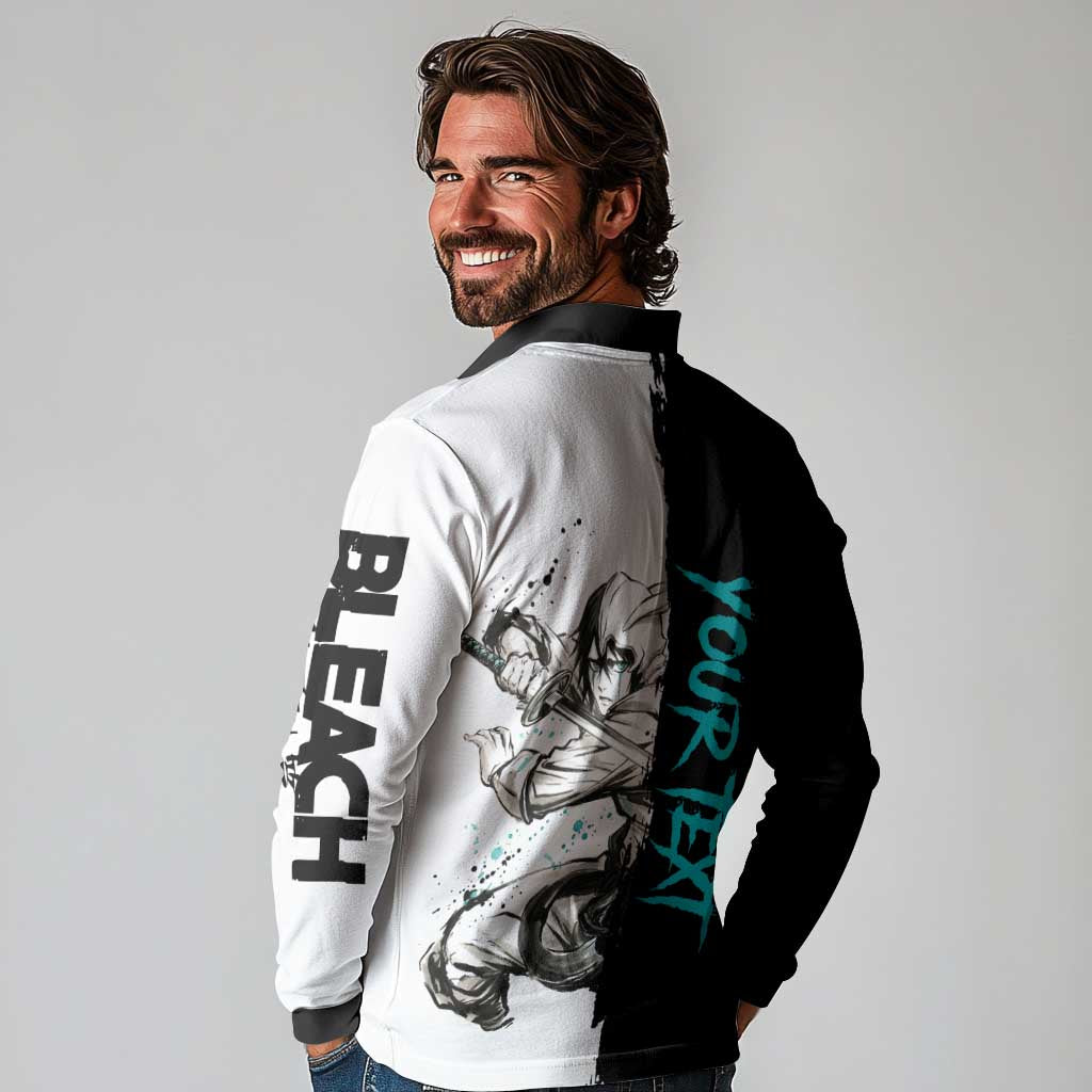 Personalized Ulquiorra Cifer Long Sleeve Polo Shirt Ink Splash Anime Brush Style