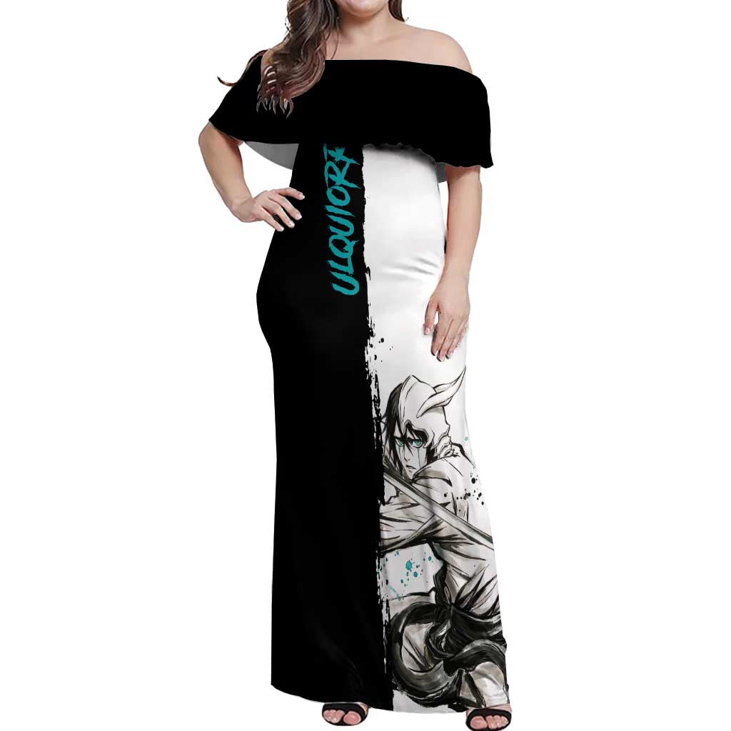 Personalized Ulquiorra Cifer Off Shoulder Maxi Dress Ink Splash Anime Brush Style