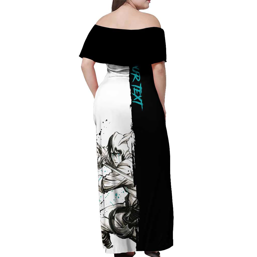 Personalized Ulquiorra Cifer Off Shoulder Maxi Dress Ink Splash Anime Brush Style