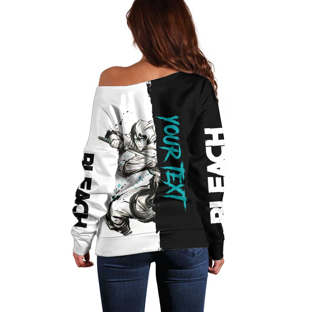 Personalized Ulquiorra Cifer Off Shoulder Sweater Ink Splash Anime Brush Style