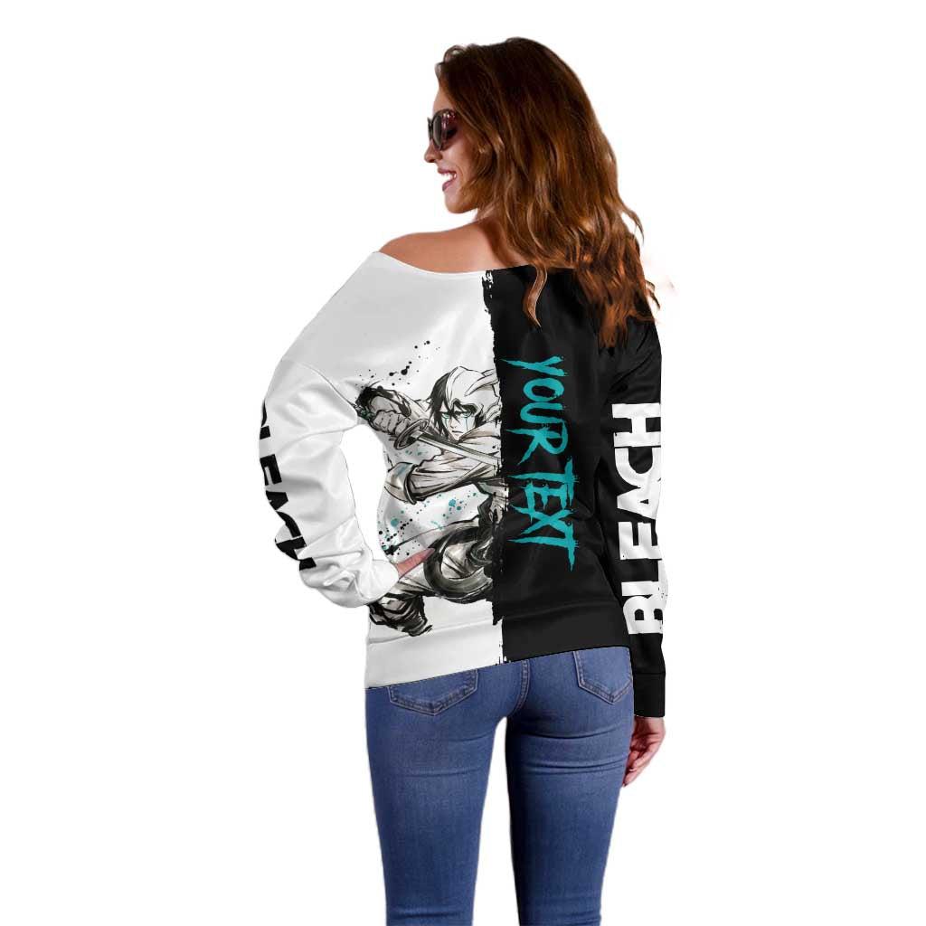 Personalized Ulquiorra Cifer Off Shoulder Sweater Ink Splash Anime Brush Style