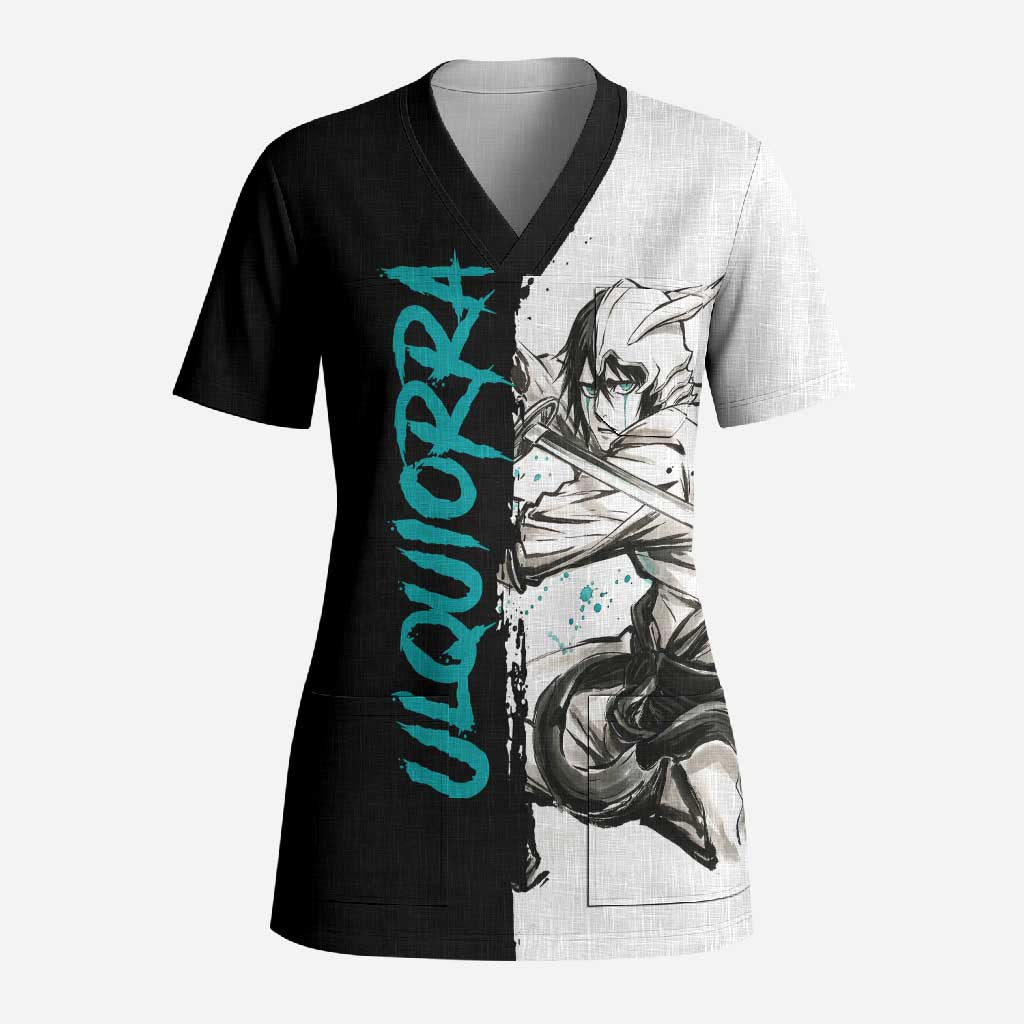Personalized Ulquiorra Cifer Scrub Top Ink Splash Anime Brush Style
