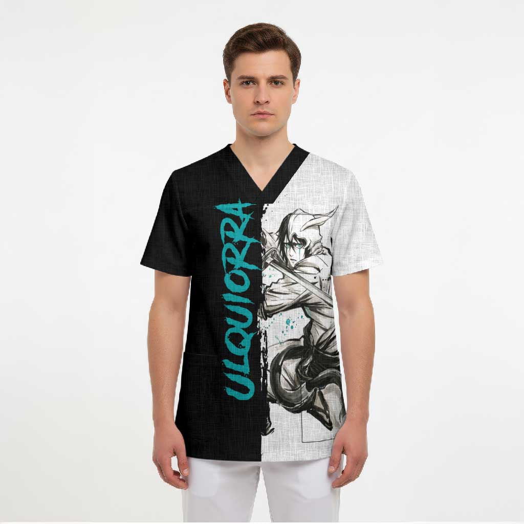 Personalized Ulquiorra Cifer Scrub Top Ink Splash Anime Brush Style
