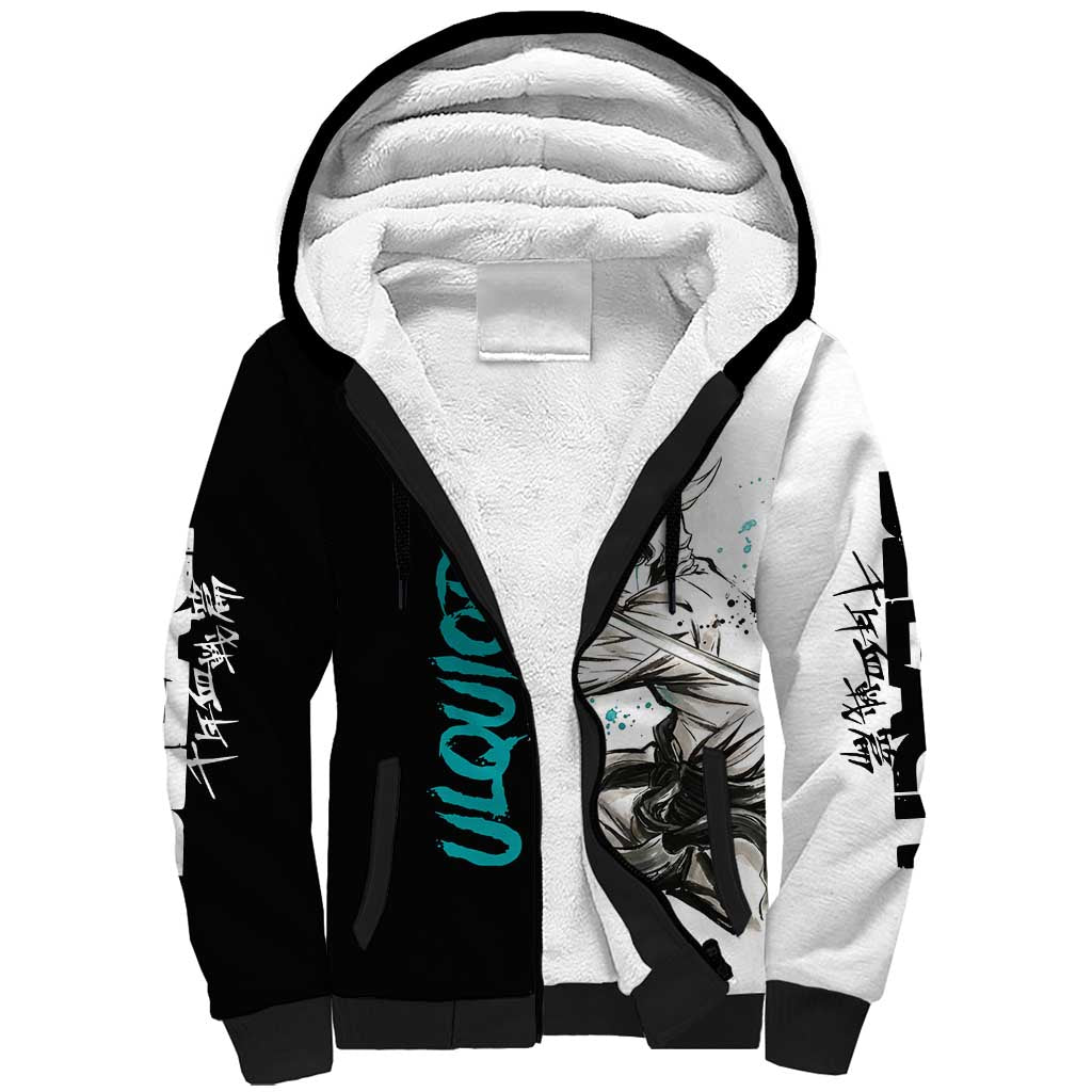 Personalized Ulquiorra Cifer Sherpa Hoodie Ink Splash Anime Brush Style