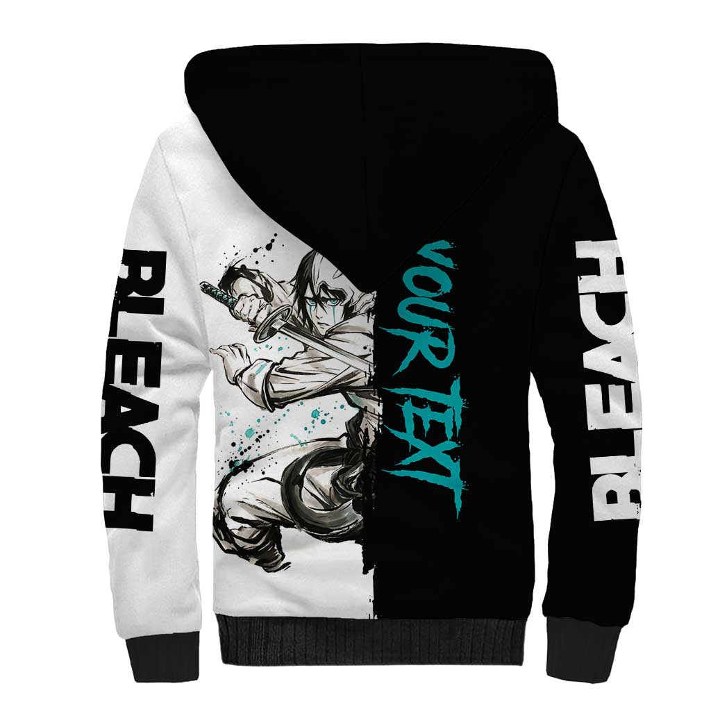 Personalized Ulquiorra Cifer Sherpa Hoodie Ink Splash Anime Brush Style