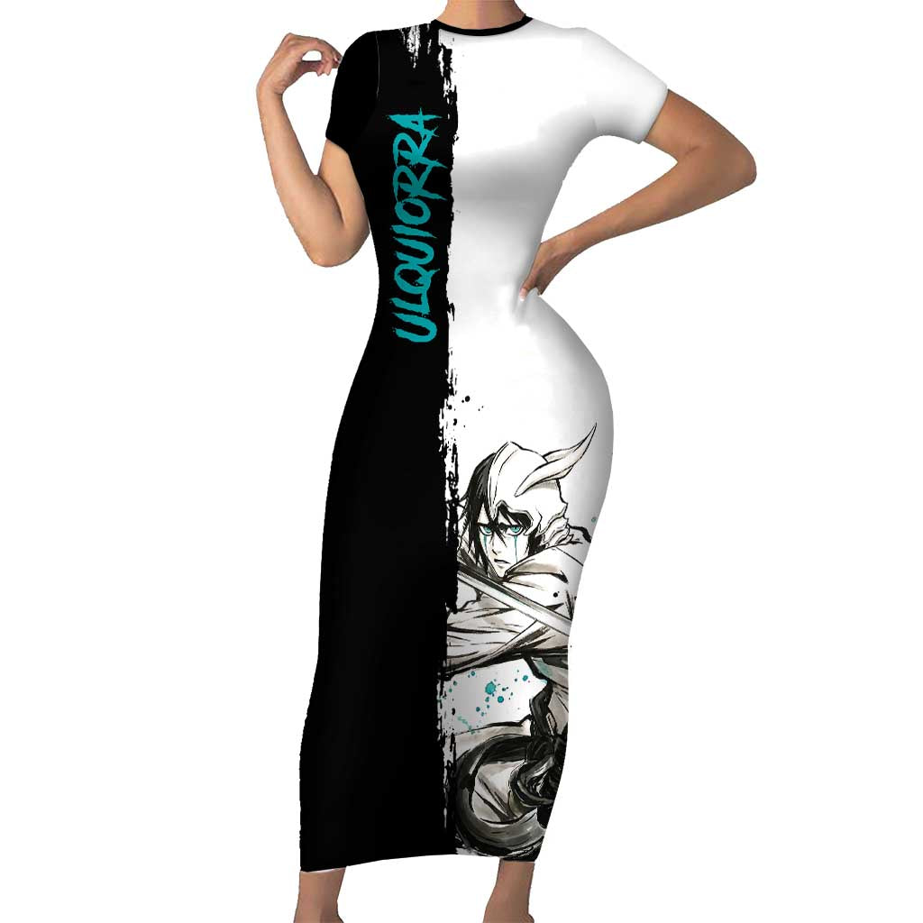 Personalized Ulquiorra Cifer Short Sleeve Bodycon Dress Ink Splash Anime Brush Style