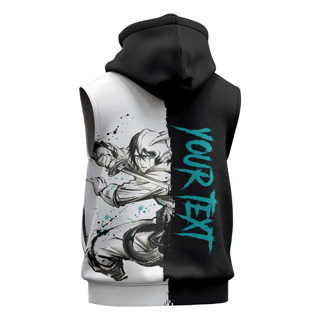 Personalized Ulquiorra Cifer Sleeveless Zip Hoodie Ink Splash Anime Brush Style
