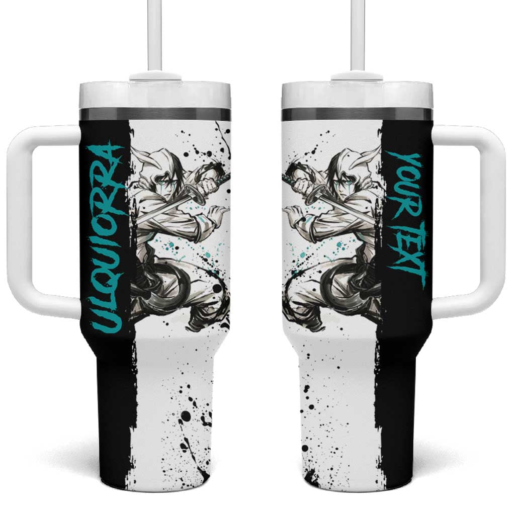 Personalized Ulquiorra Cifer Tumbler With Handle Ink Splash Anime Brush Style